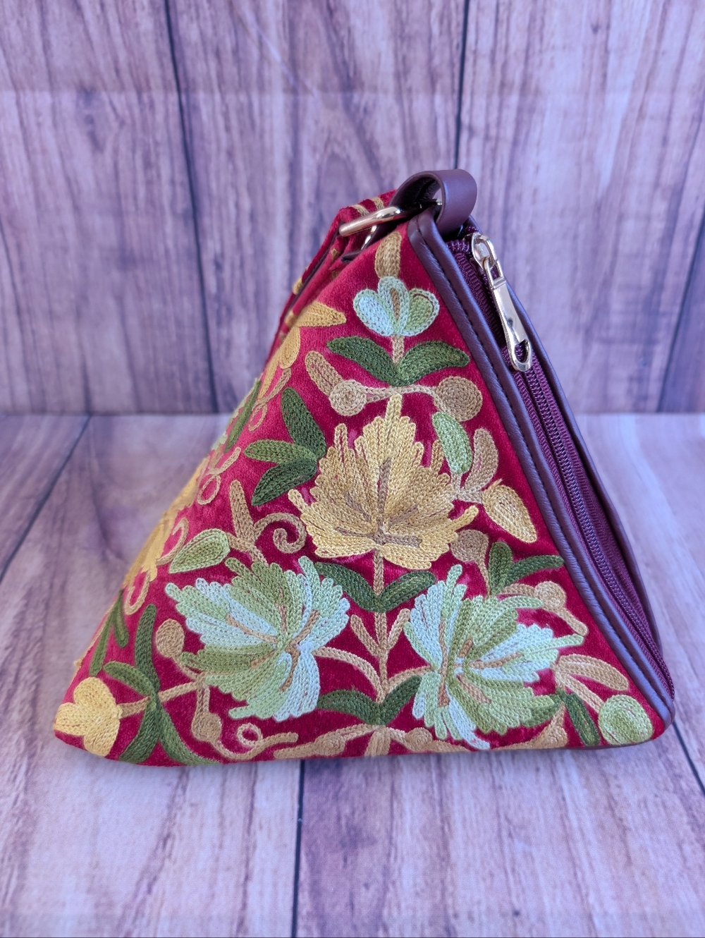Floral Embroidered Handcrafted Triangle Bag